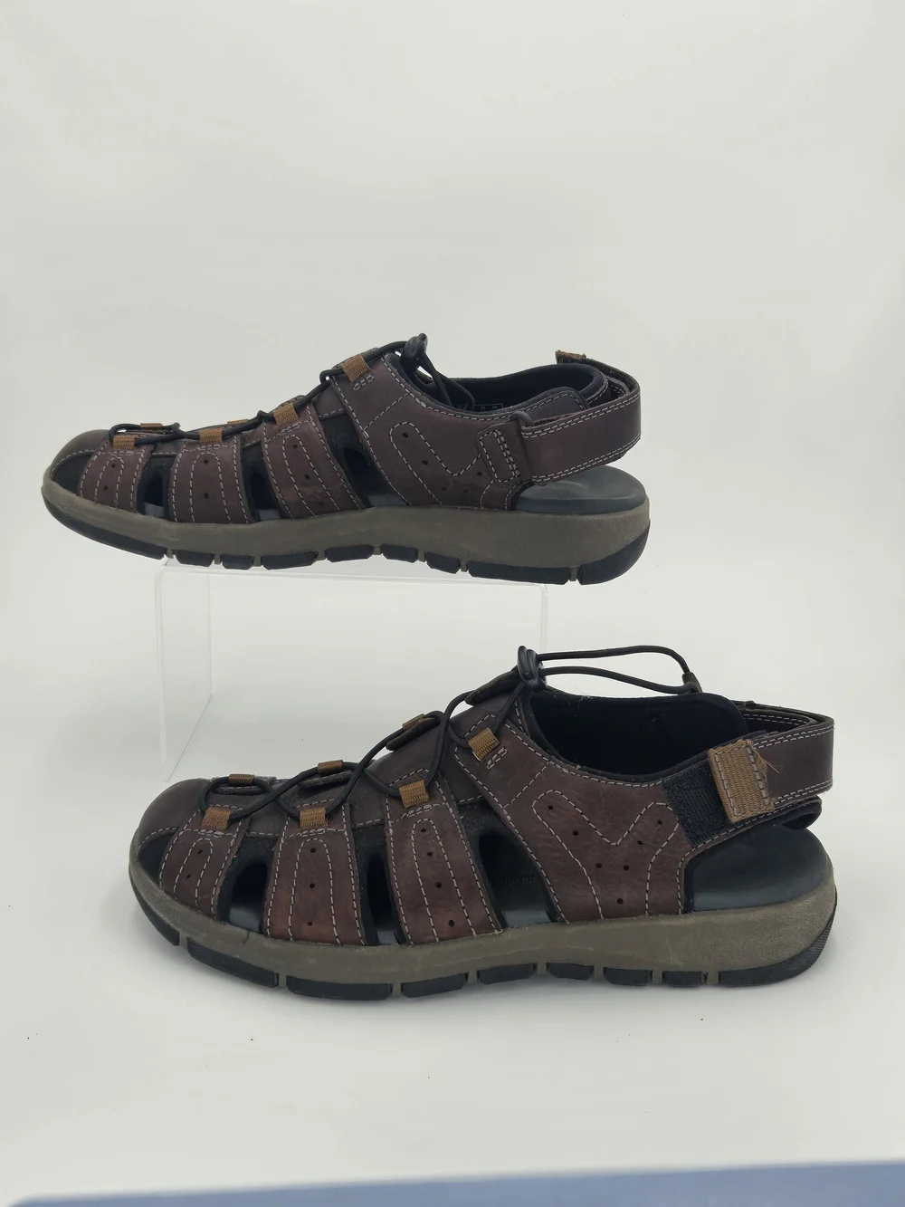 Clarks Brixby Cove Fisherman Men's Brown Leather Closed-Toe Sandals Size 9